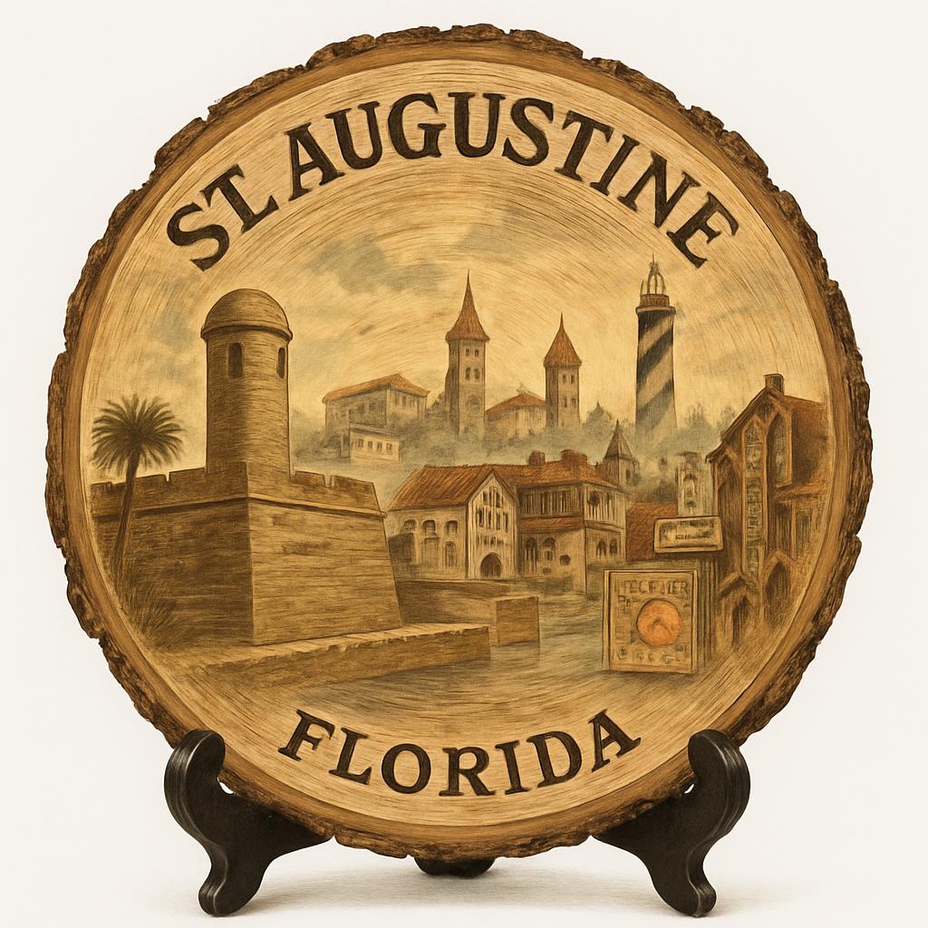 St. Augustine Florida Souvenir Gift – Wood Slice Plaque for Wall or Table, United States Souvenir Gift for Tourists, Historic City Charm Decorative Gift St. Augustine Florida Souvenir Gift – Wood Slice Plaque for Wall or Table, United States Souvenir Gift for Tourists, Historic City Charm Decorative Gift
