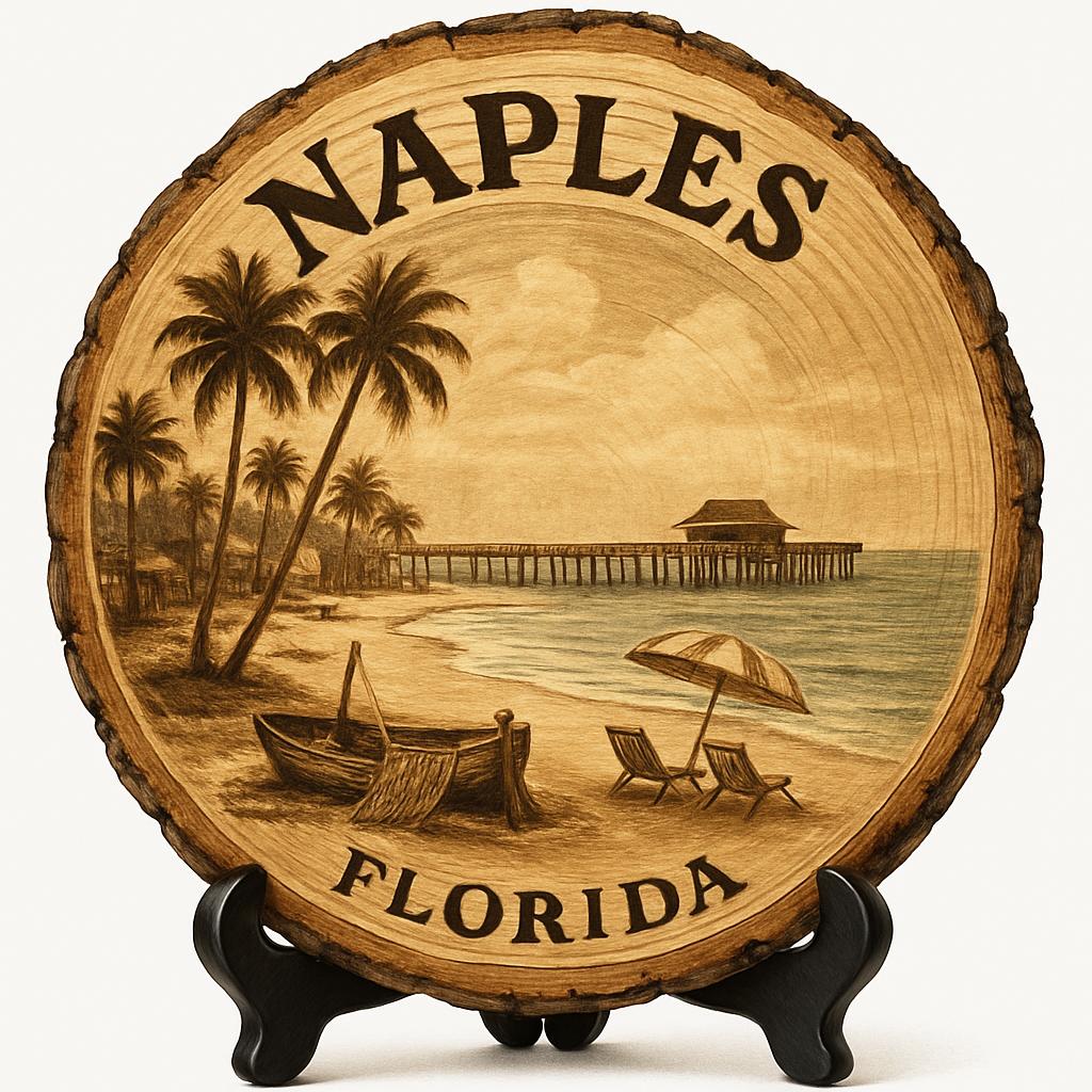 Naples Florida Souvenir Gift – Wood Slice Plaque for Wall or Table, United States Souvenir Gift for Tourists, Coastal Paradise Decorative Gift Naples Florida Souvenir Gift – Wood Slice Plaque for Wall or Table, United States Souvenir Gift for Tourists, Coastal Paradise Decorative Gift