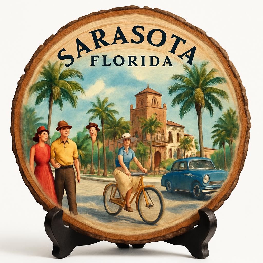 Sarasota Florida Souvenir Gift – Wood Slice Plaque for Wall or Table, United States Souvenir Gift for Tourists, Scenic Waterfront Views Decorative Gift Sarasota Florida Souvenir Gift – Wood Slice Plaque for Wall or Table, United States Souvenir Gift for Tourists, Scenic Waterfront Views Decorative Gift