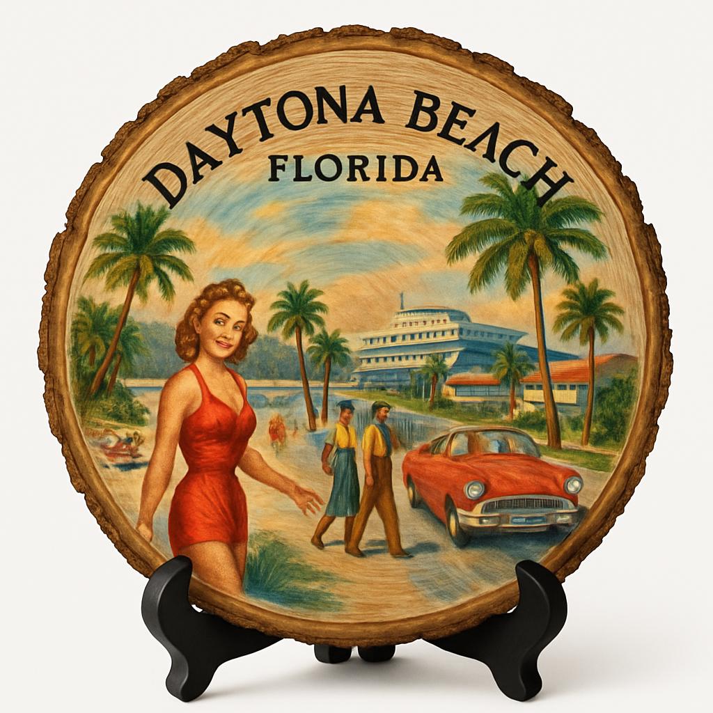 Daytona Beach Florida Souvenir Gift – Wood Slice Plaque for Wall or Table, United States Souvenir Gift for Tourists, Oceanfront Adventure Decorative Gift Daytona Beach Florida Souvenir Gift – Wood Slice Plaque for Wall or Table, United States Souvenir Gift for Tourists, Oceanfront Adventure Decorative Gift