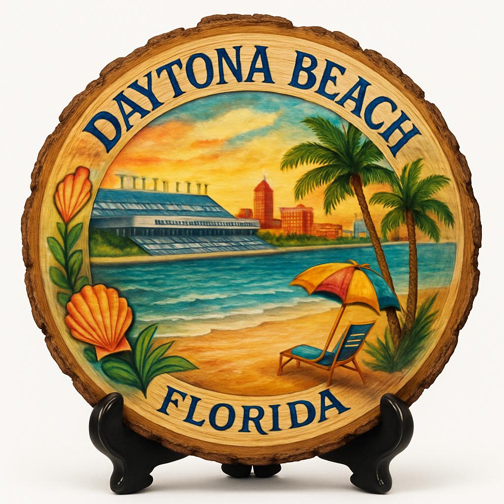 Daytona Beach Florida Souvenir Gift – Wood Slice Plaque for Wall or Table, United States Souvenir Gift for Tourists, Thrilling Water Sports Decorative Gift Daytona Beach Florida Souvenir Gift – Wood Slice Plaque for Wall or Table, United States Souvenir Gift for Tourists, Thrilling Water Sports Decorative Gift