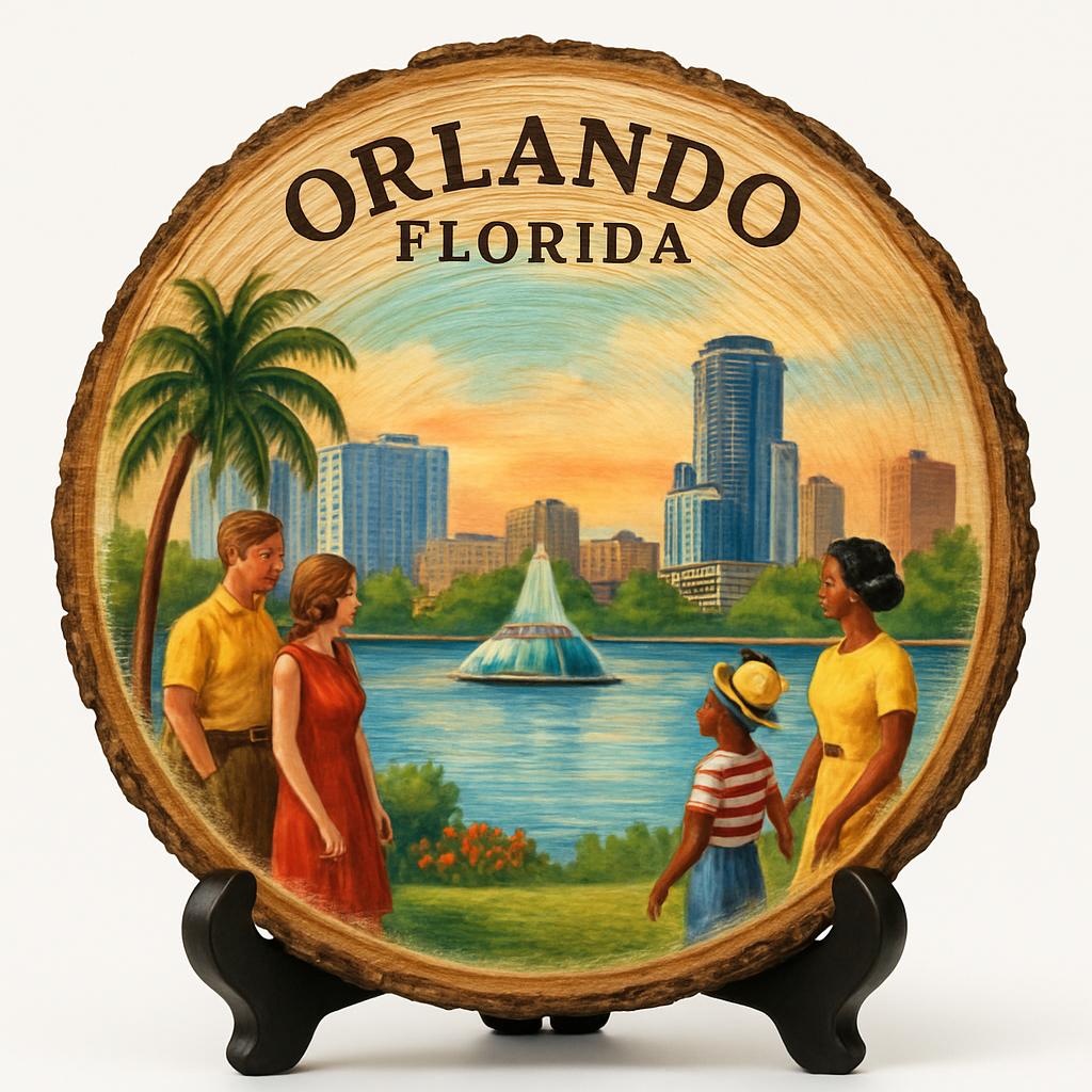Orlando Florida Souvenir Gift – Wood Slice Plaque for Wall or Table, United States Souvenir Gift for Tourists, Theme Park Magic Decorative Gift Orlando Florida Souvenir Gift – Wood Slice Plaque for Wall or Table, United States Souvenir Gift for Tourists, Theme Park Magic Decorative Gift