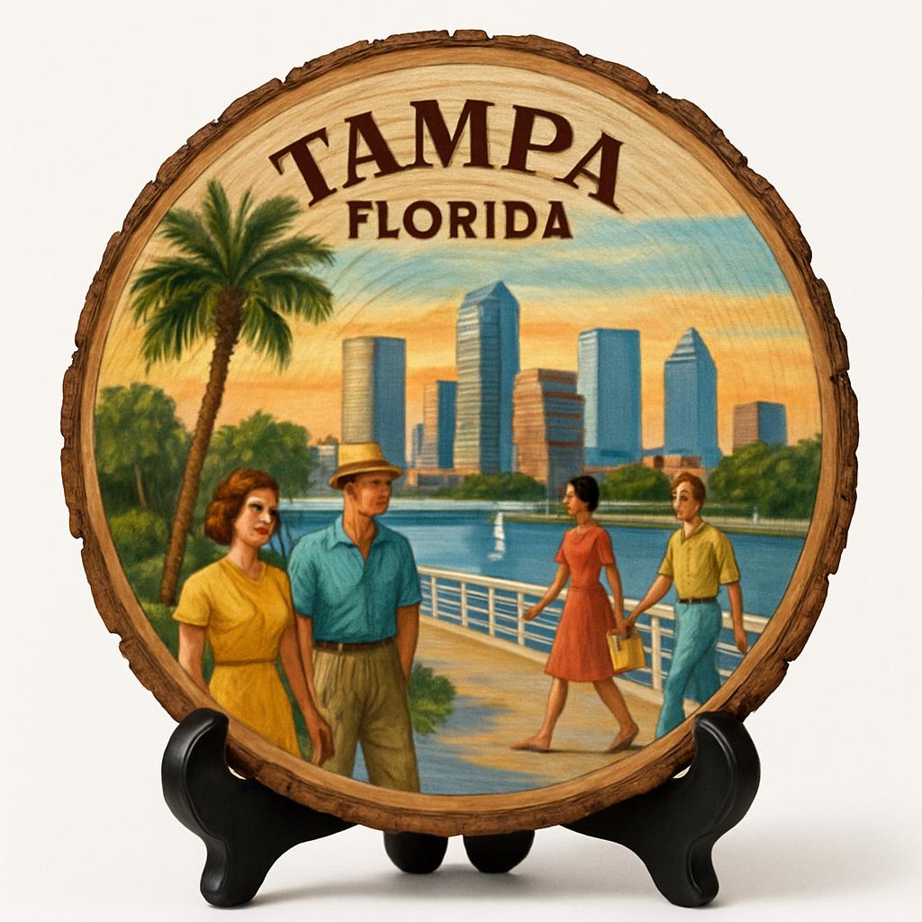 Tampa Florida Souvenir Gift – Wood Slice Plaque for Wall or Table, United States Souvenir Gift for Tourists, Historic Waterfront Decorative Gift Tampa Florida Souvenir Gift – Wood Slice Plaque for Wall or Table, United States Souvenir Gift for Tourists, Historic Waterfront Decorative Gift
