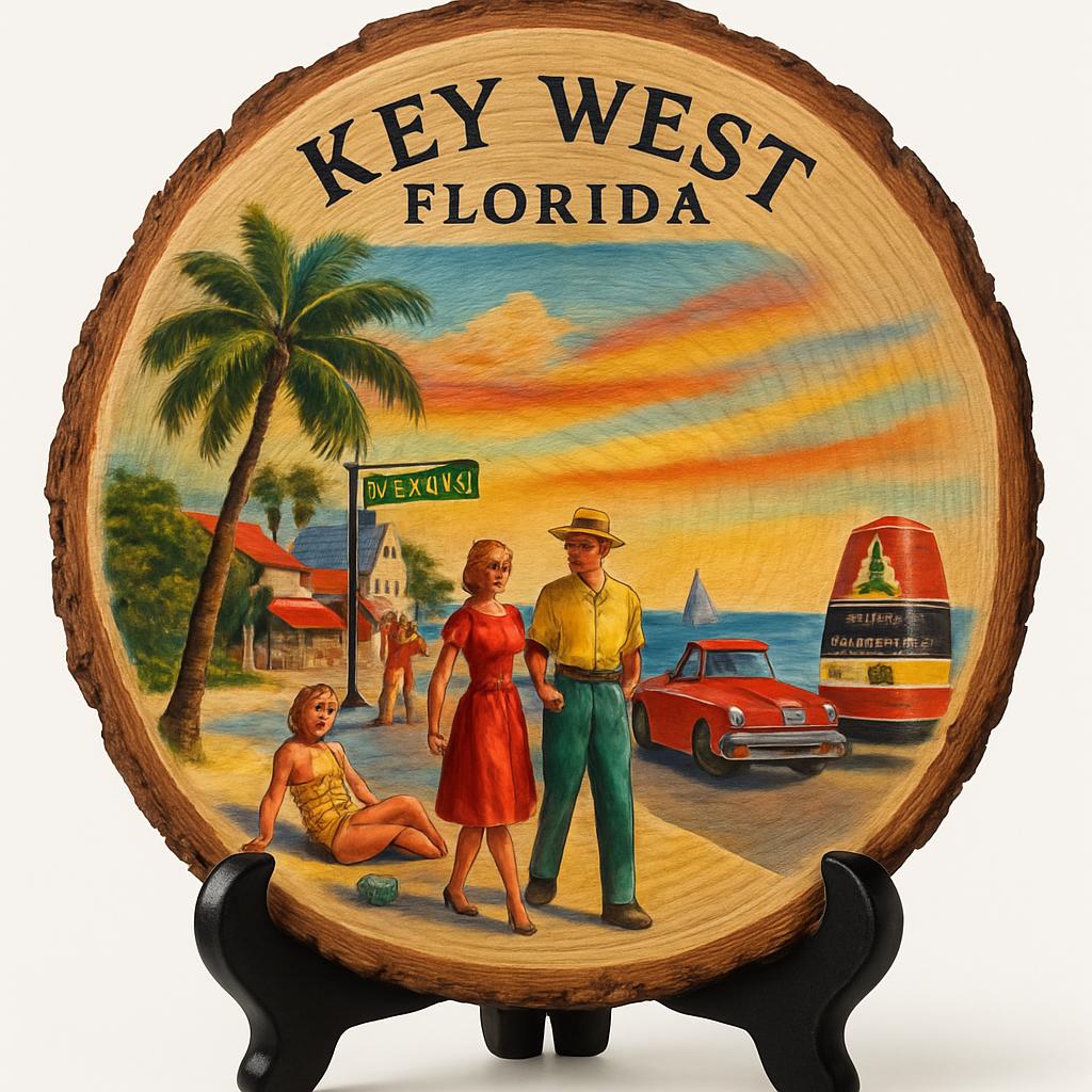 Key West Florida Souvenir Gift – Wood Slice Plaque for Wall or Table, United States Souvenir Gift for Tourists, Tropical Island Vibe Decorative Gift Key West Florida Souvenir Gift – Wood Slice Plaque for Wall or Table, United States Souvenir Gift for Tourists, Tropical Island Vibe Decorative Gift
