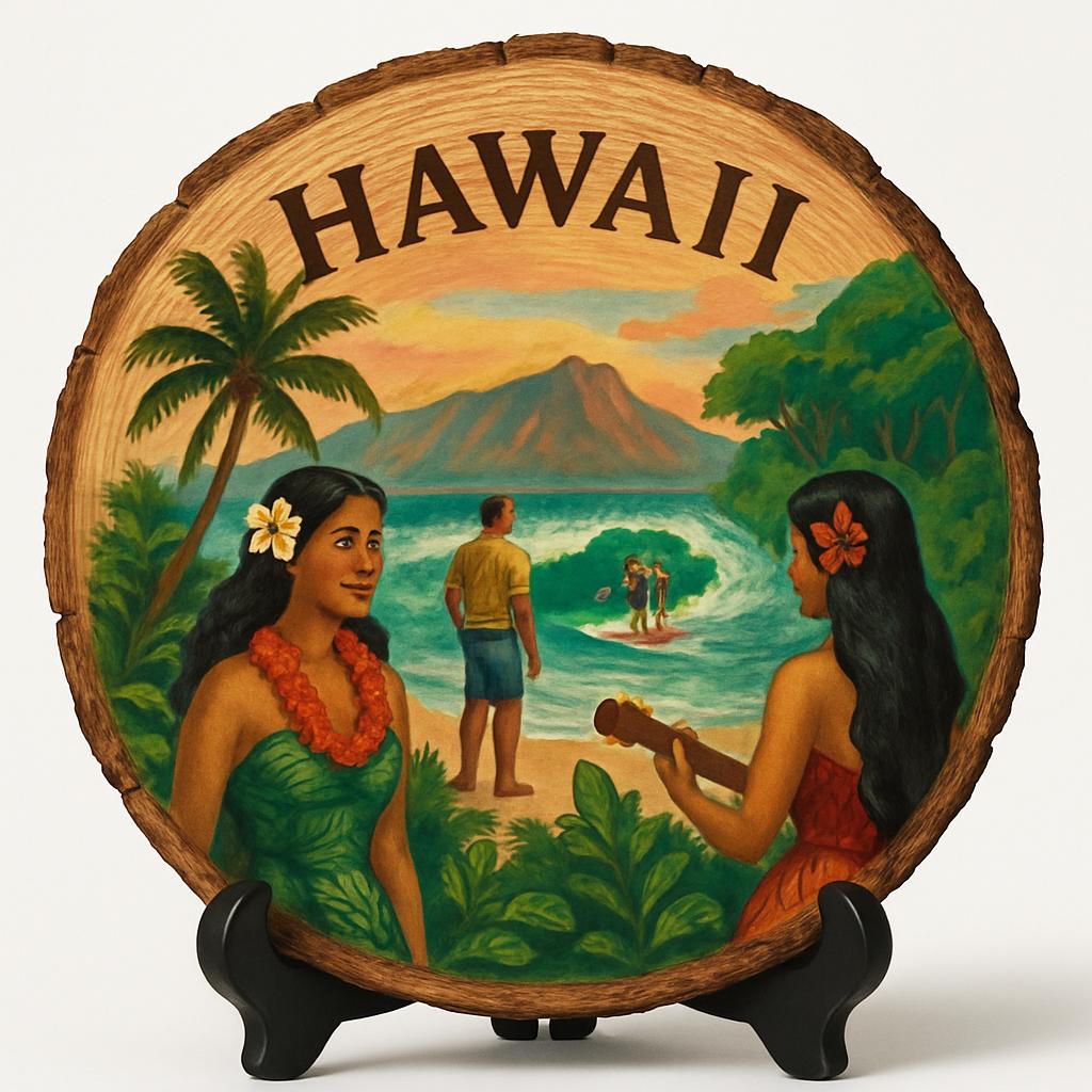 Hawaii Souvenir Gift – Wood Slice Plaque for Wall or Table, United States Souvenir Gift for Tourists, Lush Rainforest Experience Decorative Gift