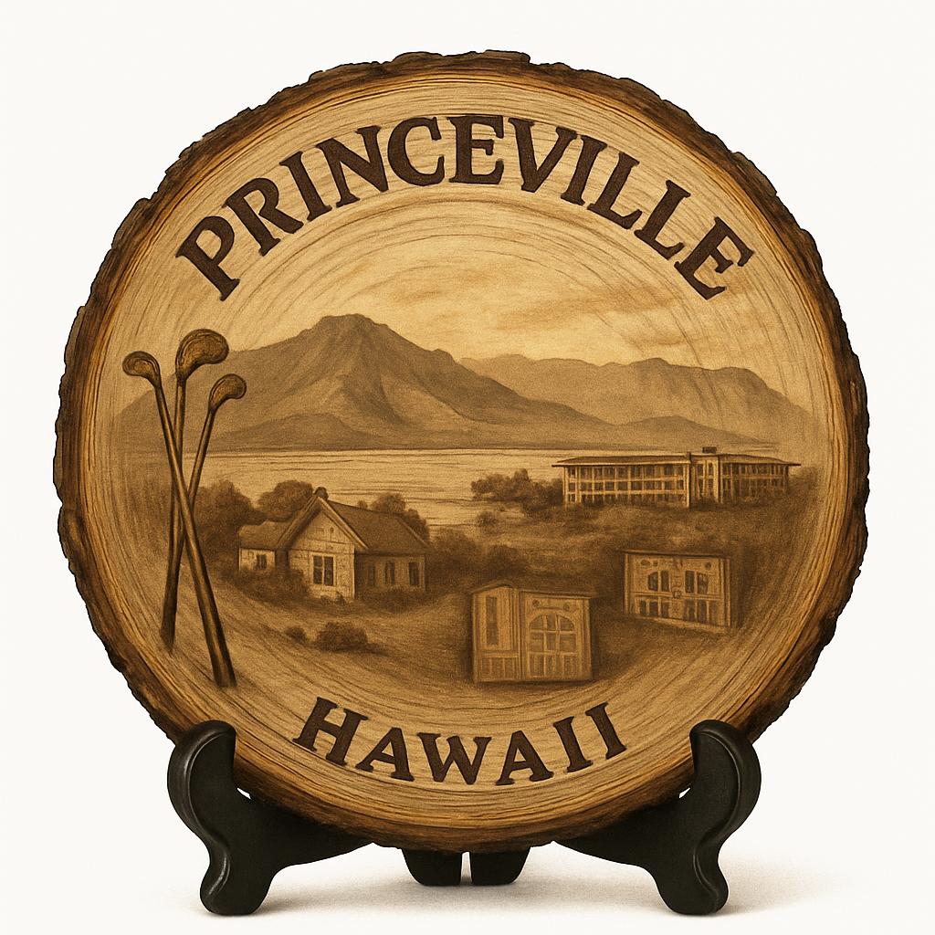 Princeville Hawaii Souvenir Gift – Wood Slice Plaque for Wall or Table, United States Souvenir Gift for Tourists, Tropical Paradise Experience Decorative Gift