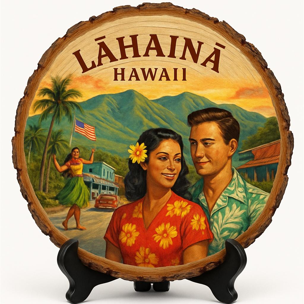 Lāhainā Hawaii Souvenir Gift – Wood Slice Plaque for Wall or Table, United States Souvenir Gift for Tourists, Cultural Heritage Experience Decorative Gift