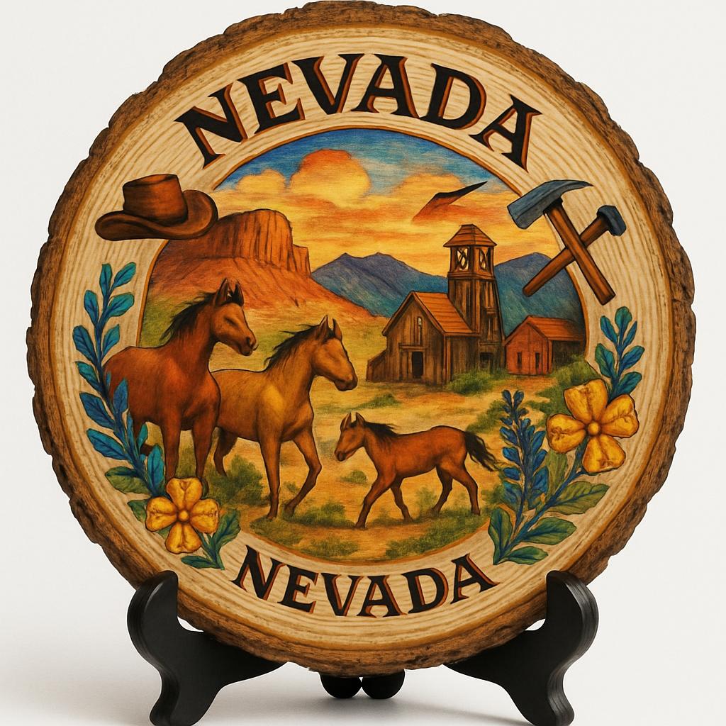 Nevada Souvenir Gift – Wood Slice Plaque for Wall or Table, NV Souvenir Gift for Tourists, Desert Adventure Experience Decorative Gift Nevada Souvenir Gift – Wood Slice Plaque for Wall or Table, NV Souvenir Gift for Tourists, Desert Adventure Experience Decorative Gift