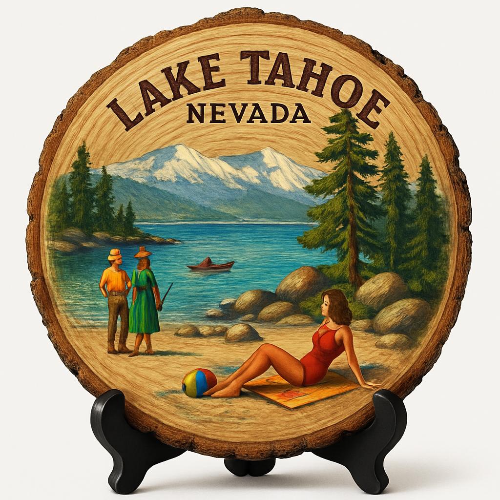 Lake Tahoe Nevada Souvenir Gift – Wood Slice Plaque for Wall or Table, United States Souvenir Gift for Tourists, Majestic Wilderness Experience Decorative Gift