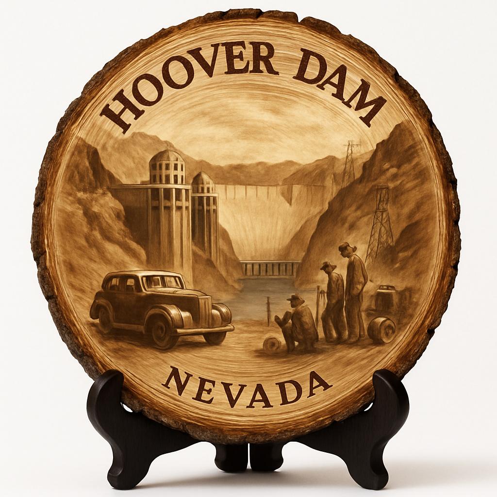 Hoover Dam Nevada Souvenir Gift – Wood Slice Plaque for Wall or Table, United States Souvenir Gift for Tourists, Engineering Marvel Decorative Gift