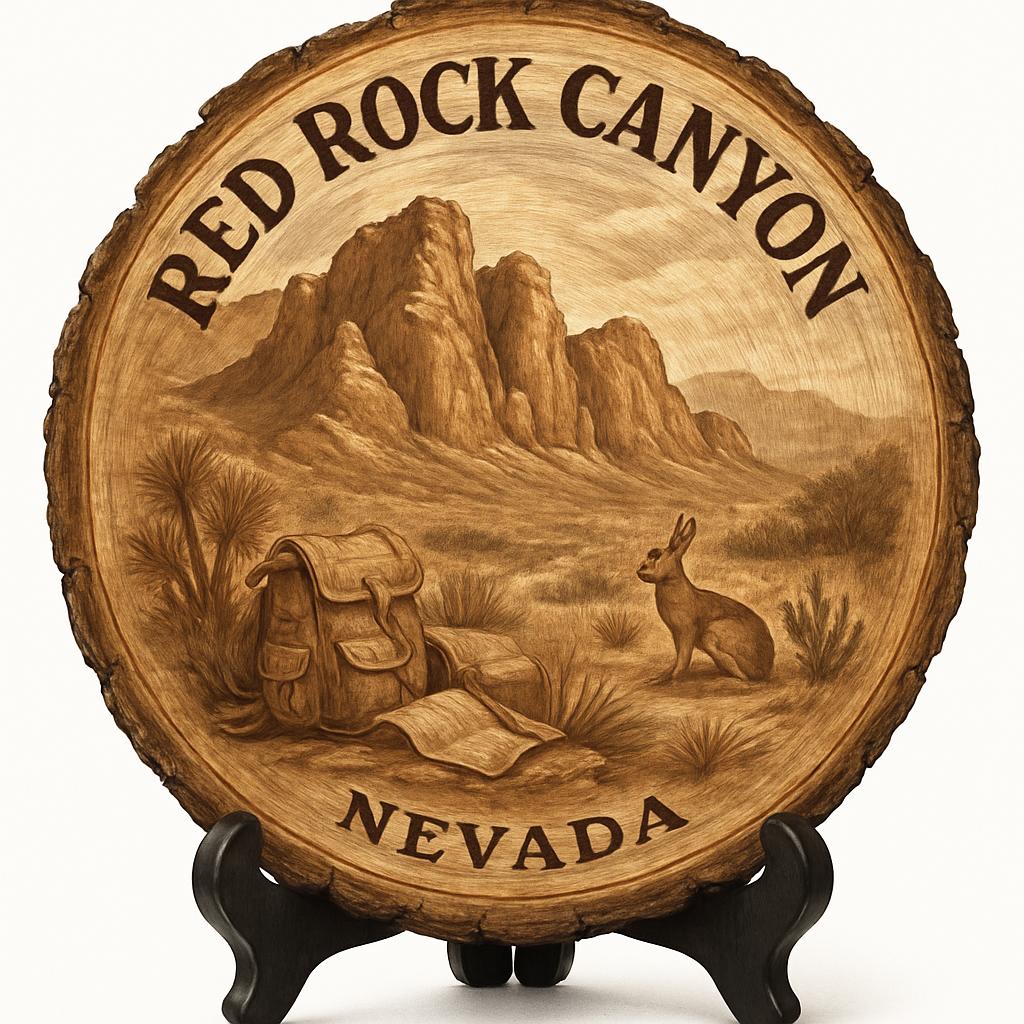 Red Rock Canyon Nevada Souvenir Gift – Wood Slice Plaque for Wall or Table, United States Souvenir Gift for Tourists, Stunning Red Rock Formations Decorative Gift