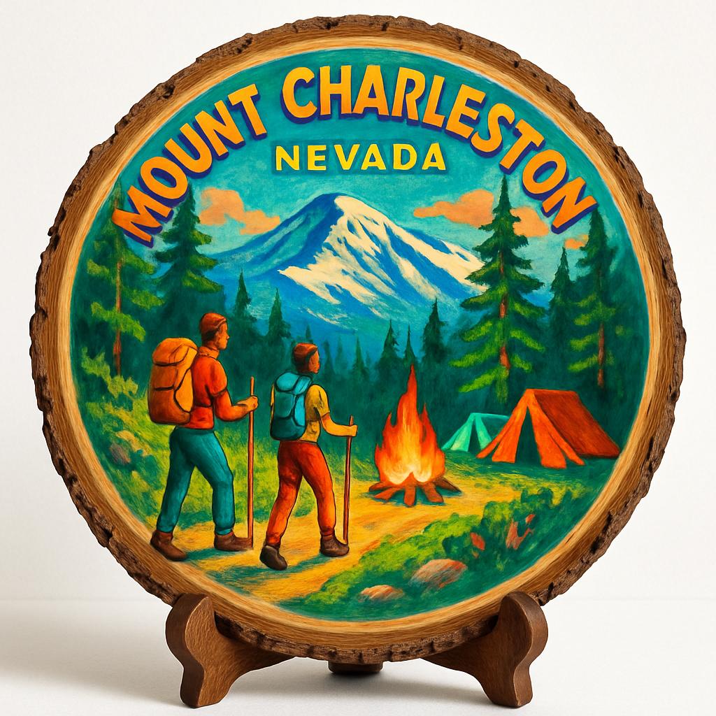 Mount Charleston Nevada Souvenir Gift – Wood Slice Plaque for Wall or Table, United States Souvenir Gift for Tourists, Scenic Wilderness Escape Decorative Gift