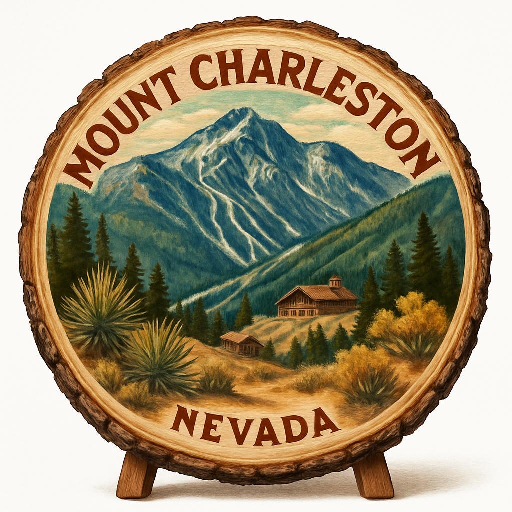 Mount Charleston Nevada Souvenir Gift – Wood Slice Plaque for Wall or Table, United States Souvenir Gift for Tourists, Alpine Wilderness Experience Decorative Gift