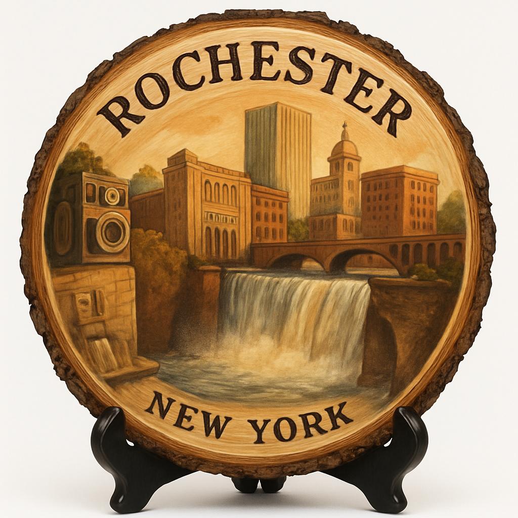 Rochester New York Souvenir Gift – Wood Slice Plaque for Wall or Table, United States Souvenir Gift for Tourists, Cultural Heritage Decorative Gift Rochester New York Souvenir Gift – Wood Slice Plaque for Wall or Table, United States Souvenir Gift for Tourists, Cultural Heritage Decorative Gift