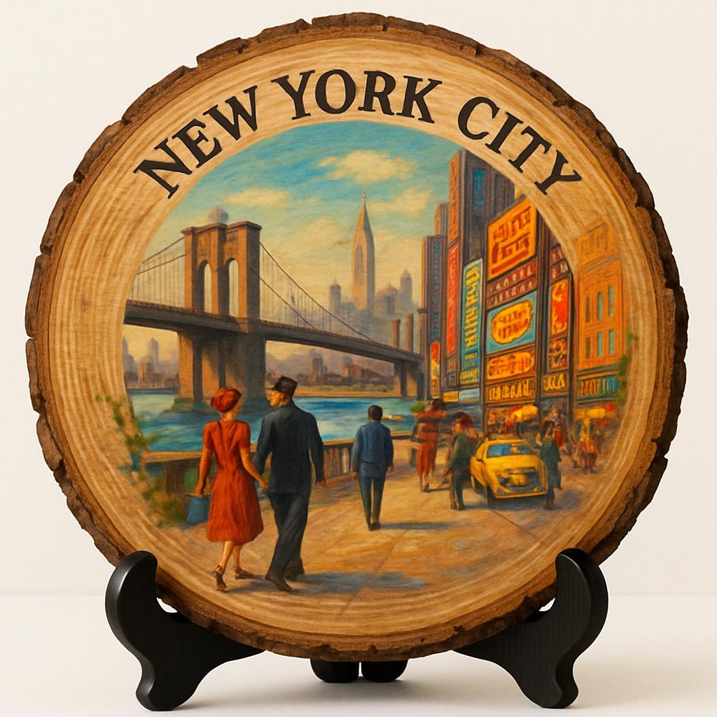 New York City Souvenir Gift – Wood Slice Plaque for Wall or Table, United States Souvenir Gift for Tourists, Iconic Skyline Experience Decorative Gift New York City Souvenir Gift – Wood Slice Plaque for Wall or Table, United States Souvenir Gift for Tourists, Iconic Skyline Experience Decorative Gift