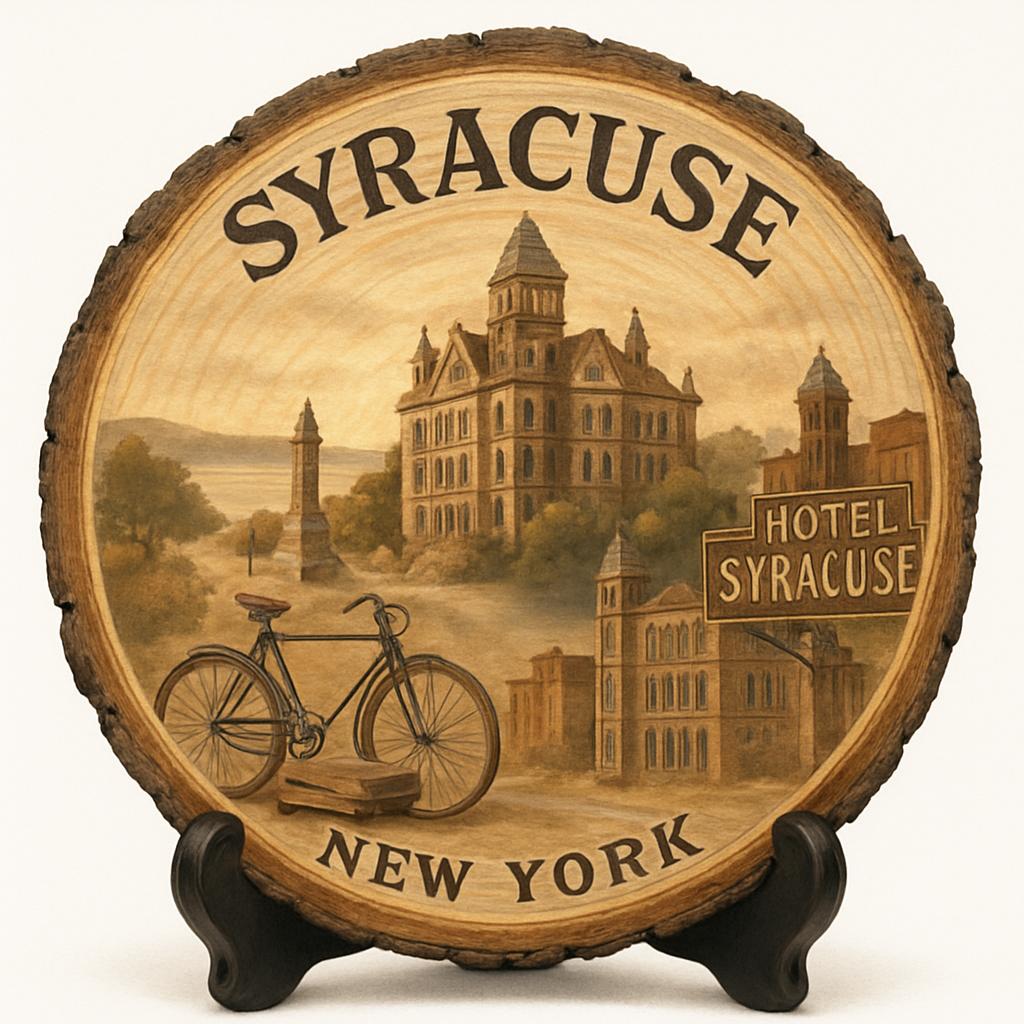 Syracuse New York Souvenir Gift – Wood Slice Plaque for Wall or Table, United States Souvenir Gift for Tourists, Historic University Town Decorative Gift Syracuse New York Souvenir Gift – Wood Slice Plaque for Wall or Table, United States Souvenir Gift for Tourists, Historic University Town Decorative Gift