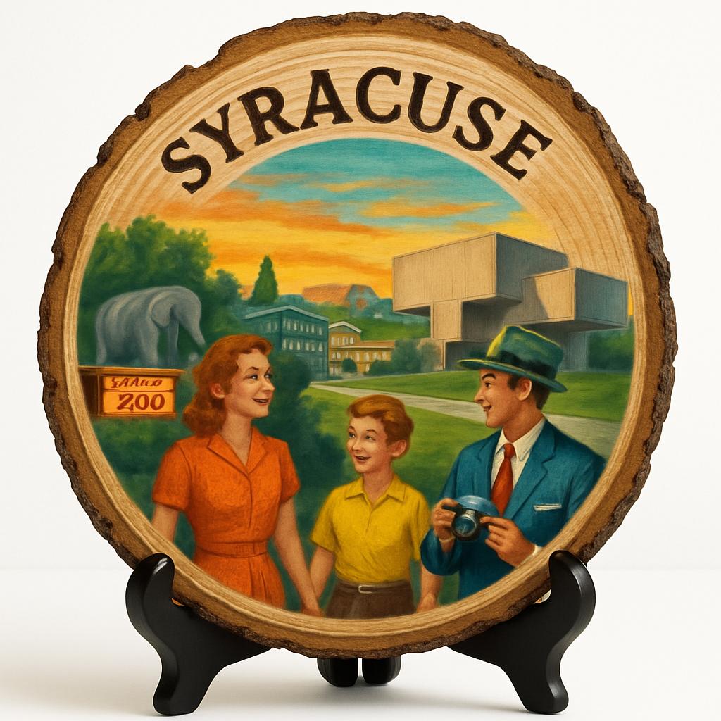Syracuse New York Souvenir Gift – Wood Slice Plaque for Wall or Table, United States Souvenir Gift for Tourists, Historic Architecture Decorative Gift Syracuse New York Souvenir Gift – Wood Slice Plaque for Wall or Table, United States Souvenir Gift for Tourists, Historic Architecture Decorative Gift