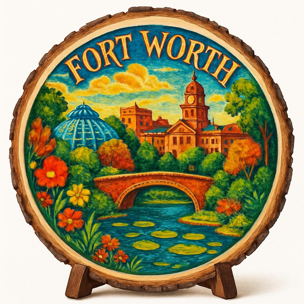 Fort Worth Texas Souvenir Gift – Wood Slice Plaque for Wall or Table, United States Souvenir Gift for Tourists, Texas Pride Decorative Gift
