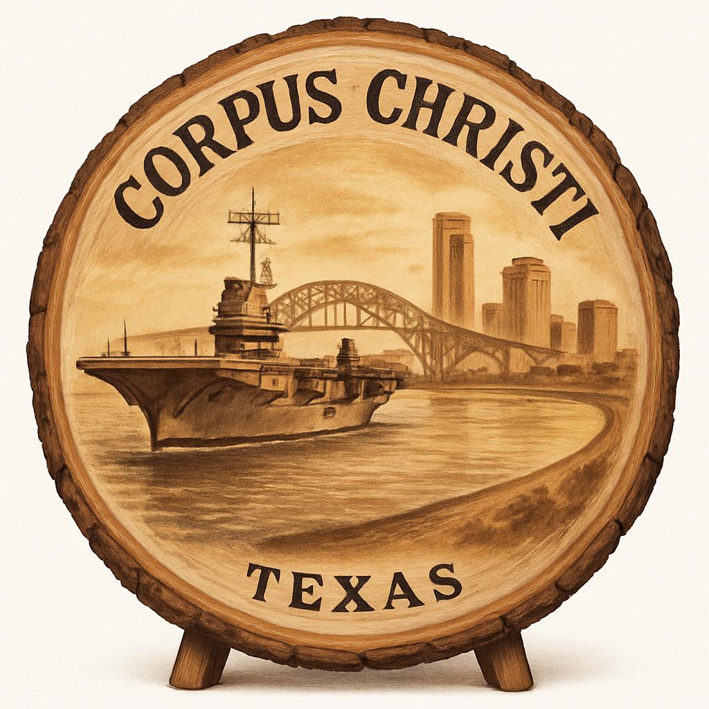 Corpus Christi Texas Souvenir Gift – Wood Slice Plaque for Wall or Table, United States Souvenir Gift for Tourists, Coastal City Charm Decorative Gift