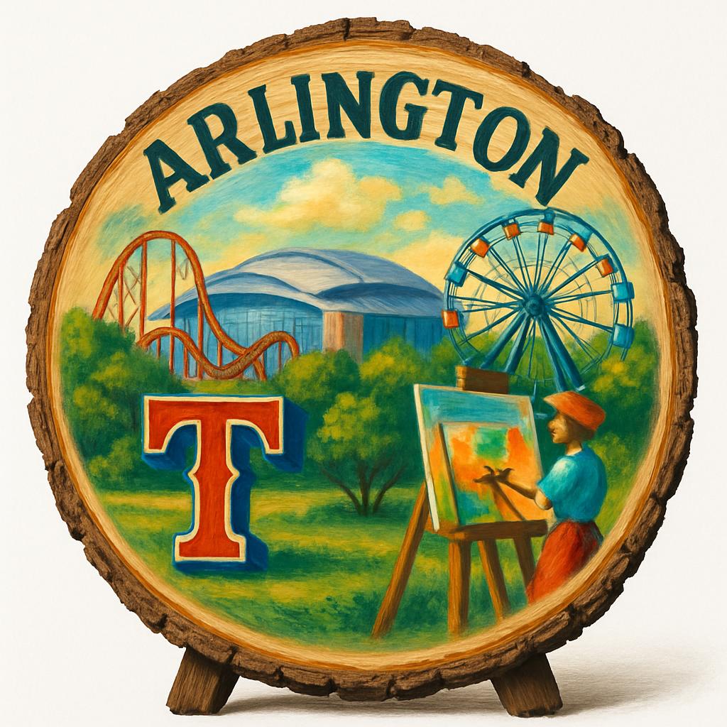 Arlington Texas Souvenir Gift – Wood Slice Plaque for Wall or Table, United States Souvenir Gift for Tourists, Cultural Heritage Decorative Gift