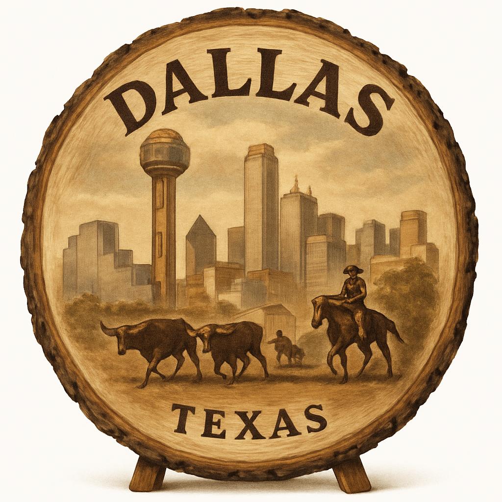 Dallas Texas Souvenir Gift – Wood Slice Plaque for Wall or Table, United States Souvenir Gift for Tourists, Southern Charm Decorative Gift