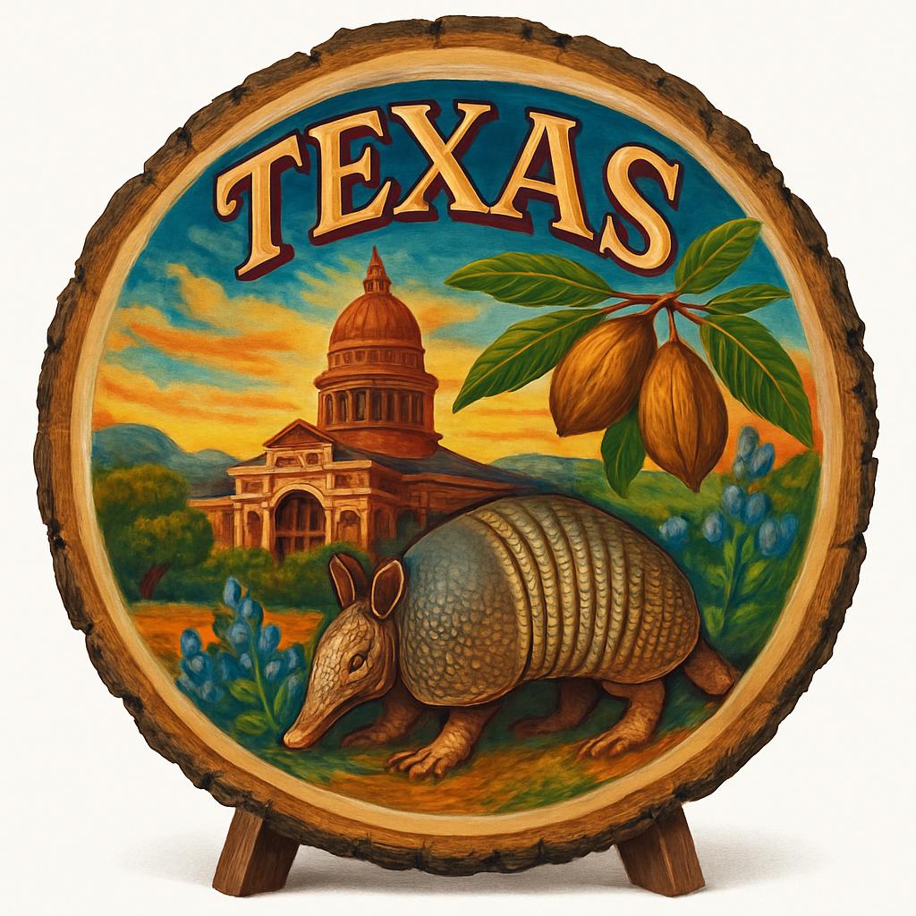 Texas Souvenir Gift – Wood Slice Plaque for Wall or Table, United States Souvenir Gift for Tourists, Lone Star Spirit Decorative Gift