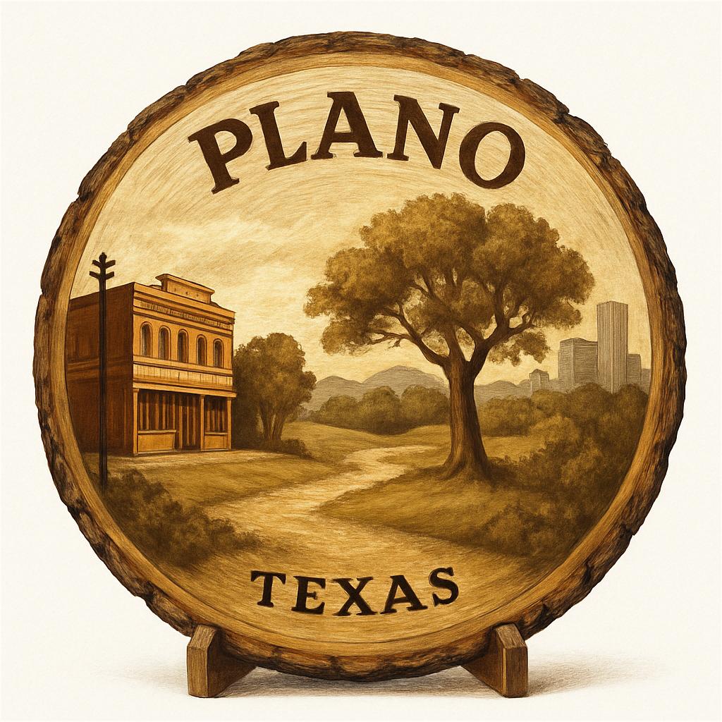Plano Texas Souvenir Gift – Wood Slice Plaque for Wall or Table, United States Souvenir Gift for Tourists, Suburban Charm Decorative Gift
